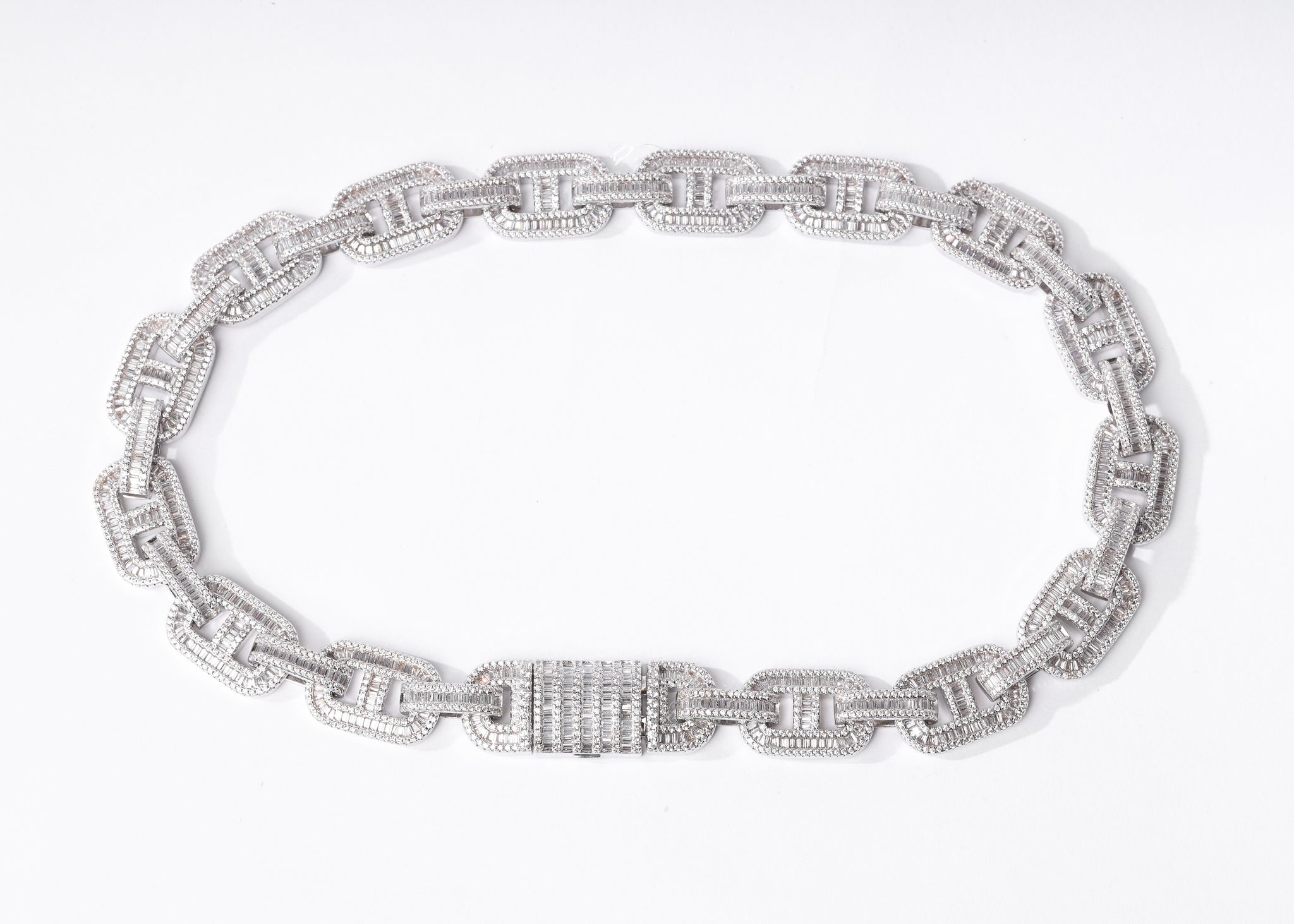 15mm Baguette Mariner Chain (V2.0) - White Gold