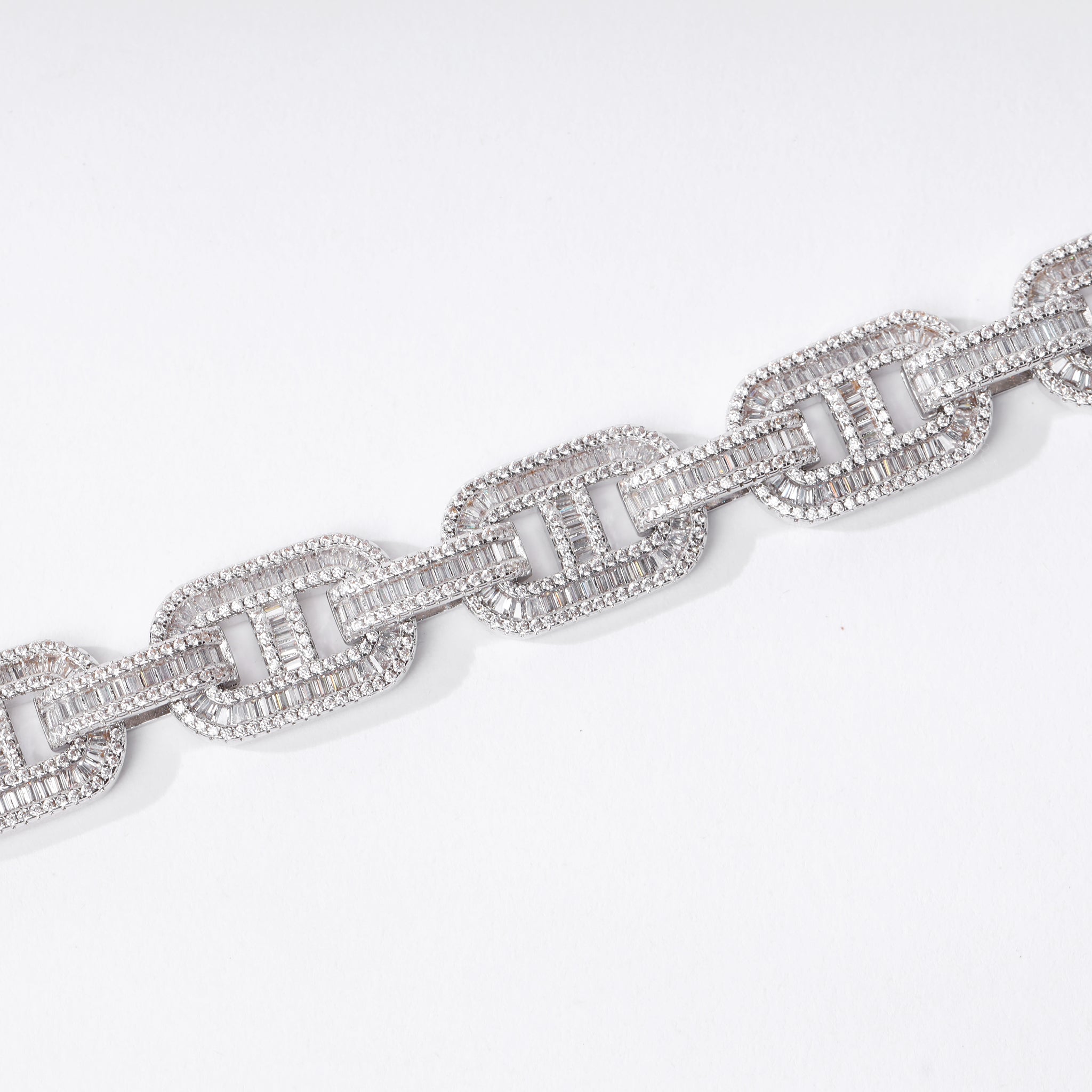 15mm Baguette Mariner Chain (V2.0) - White Gold