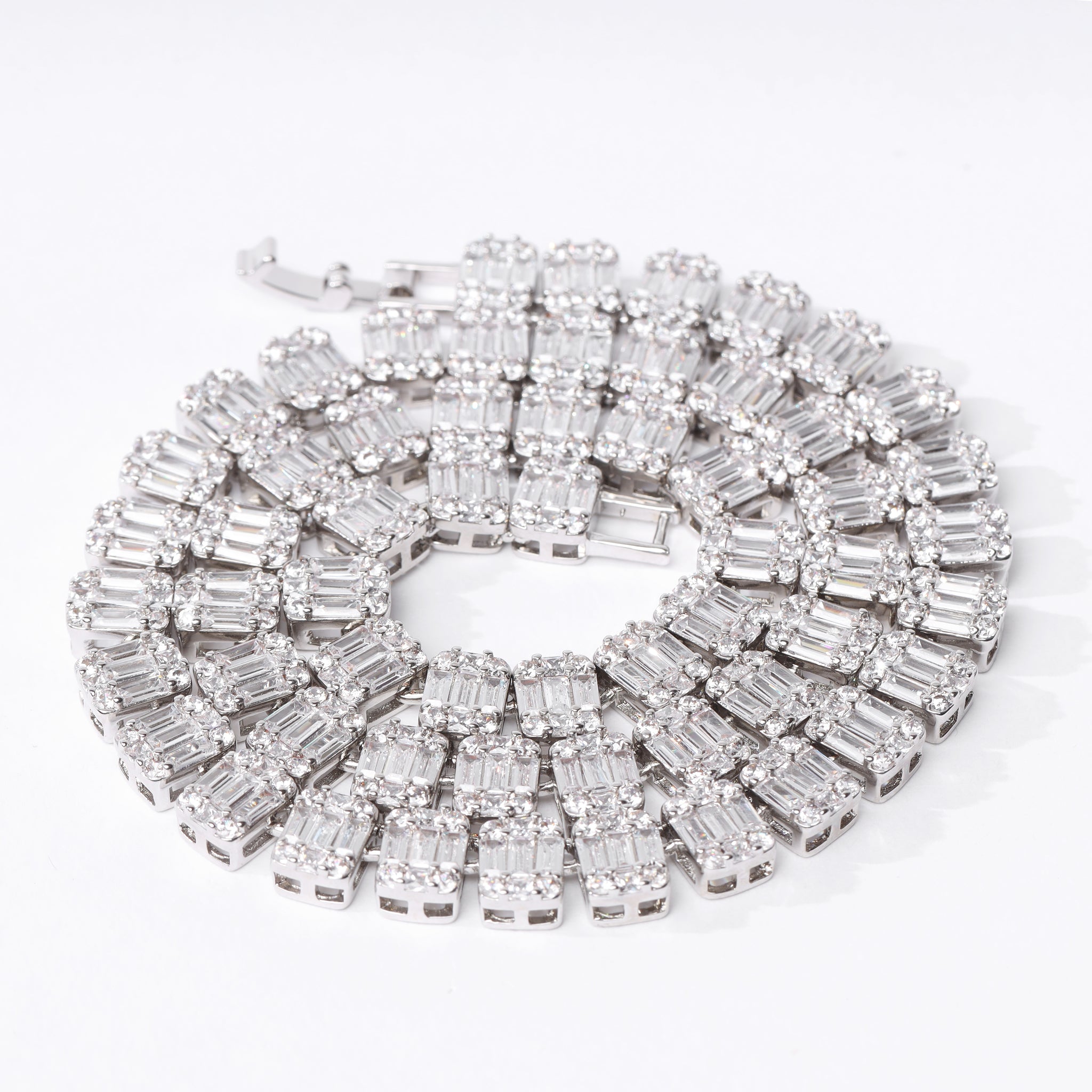 Square Baguette Tennis Chain (V2.0) - White Gold