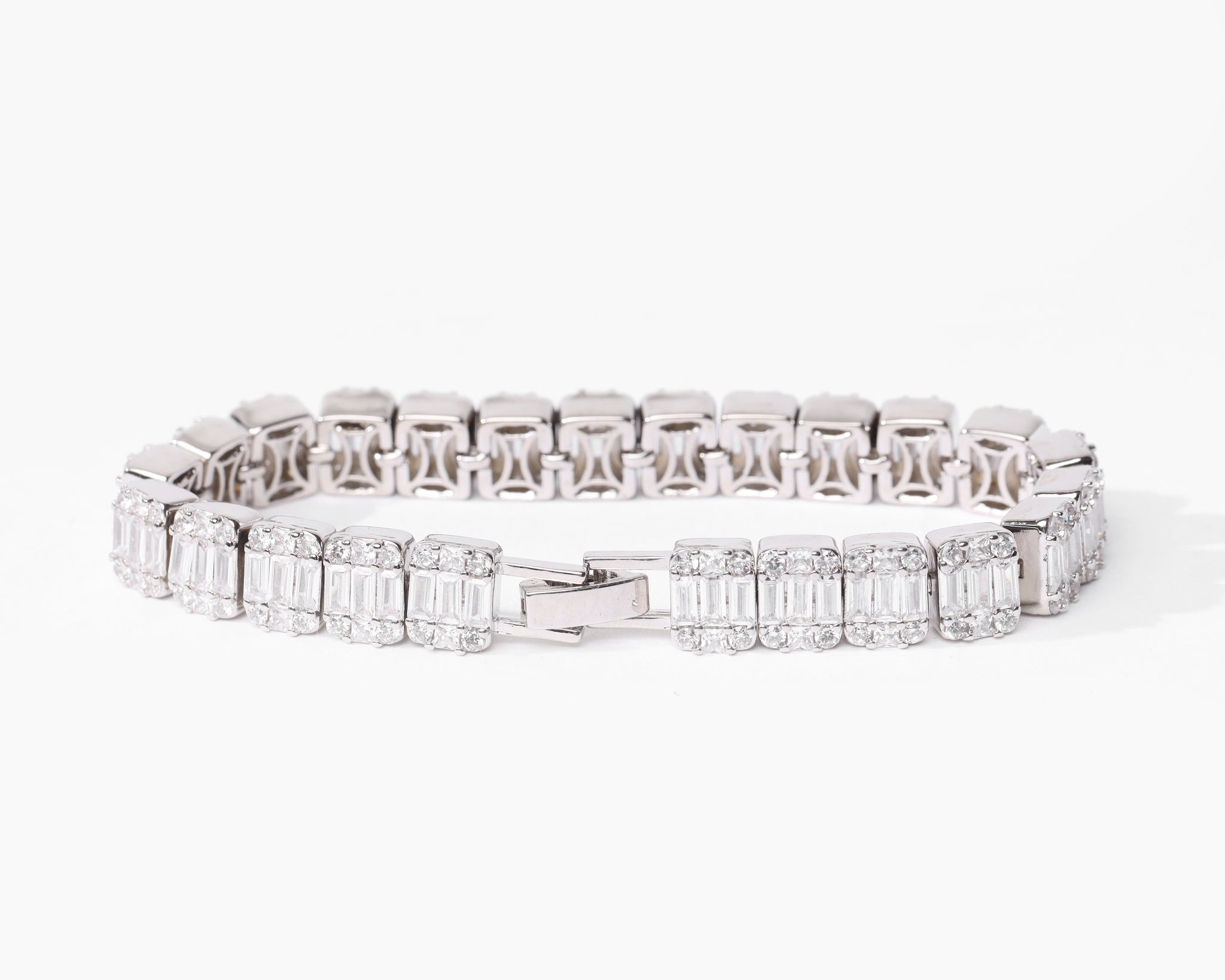 Square Baguette Bracelet (V2.0) - White Gold