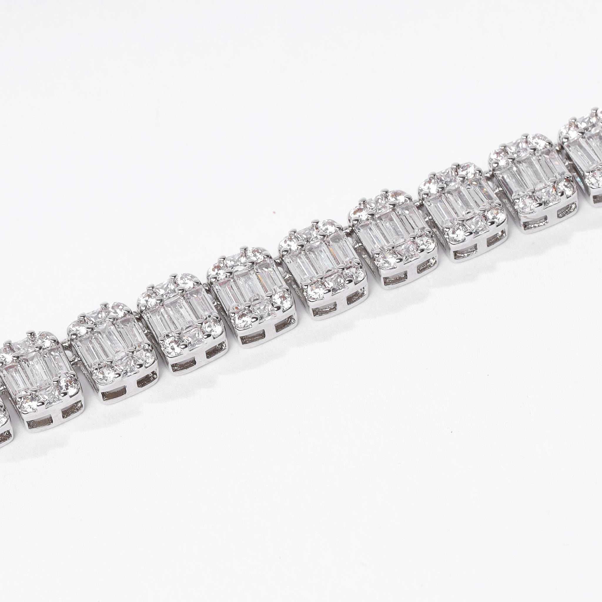 Square Baguette Tennis Chain (V2.0) - White Gold