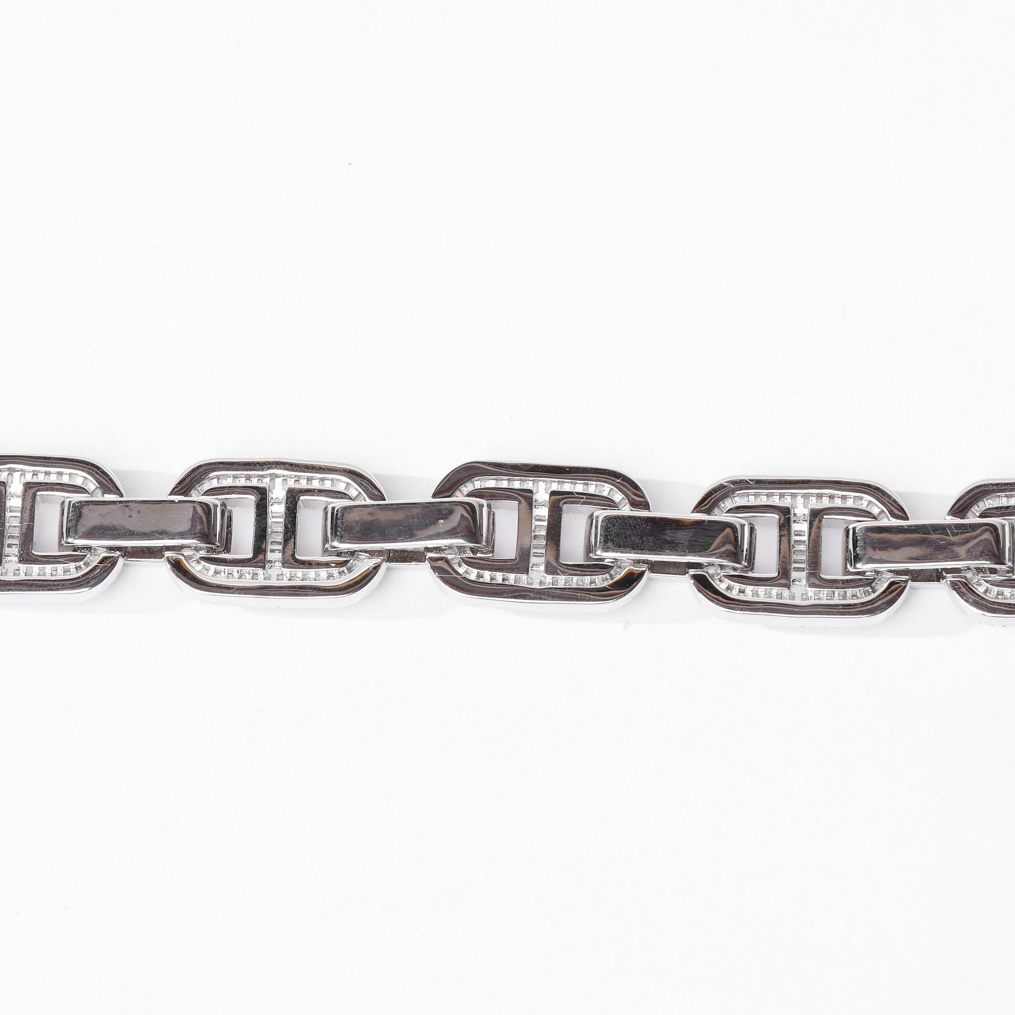 15mm Baguette Mariner Bracelet (V2.0) - White Gold