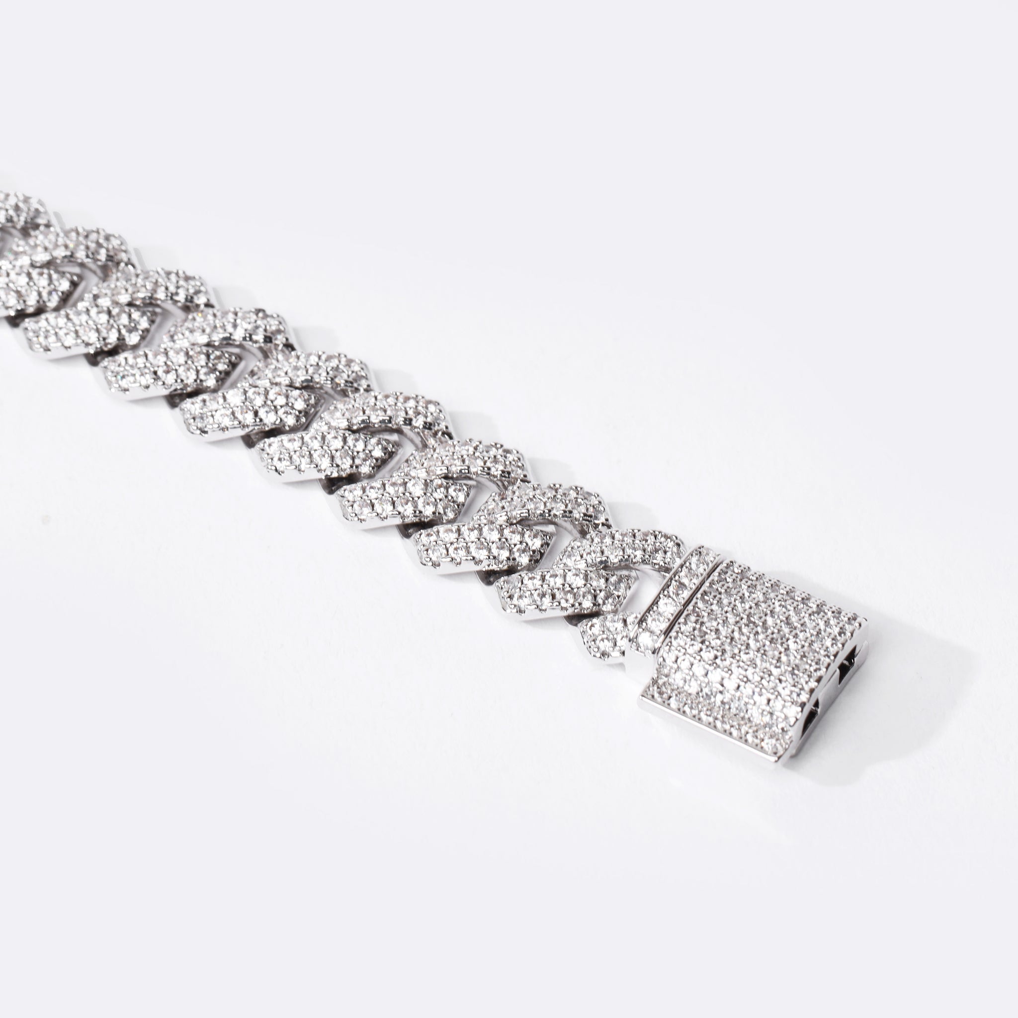 12mm Cuban Prong Bracelet (V2.0) - White Gold