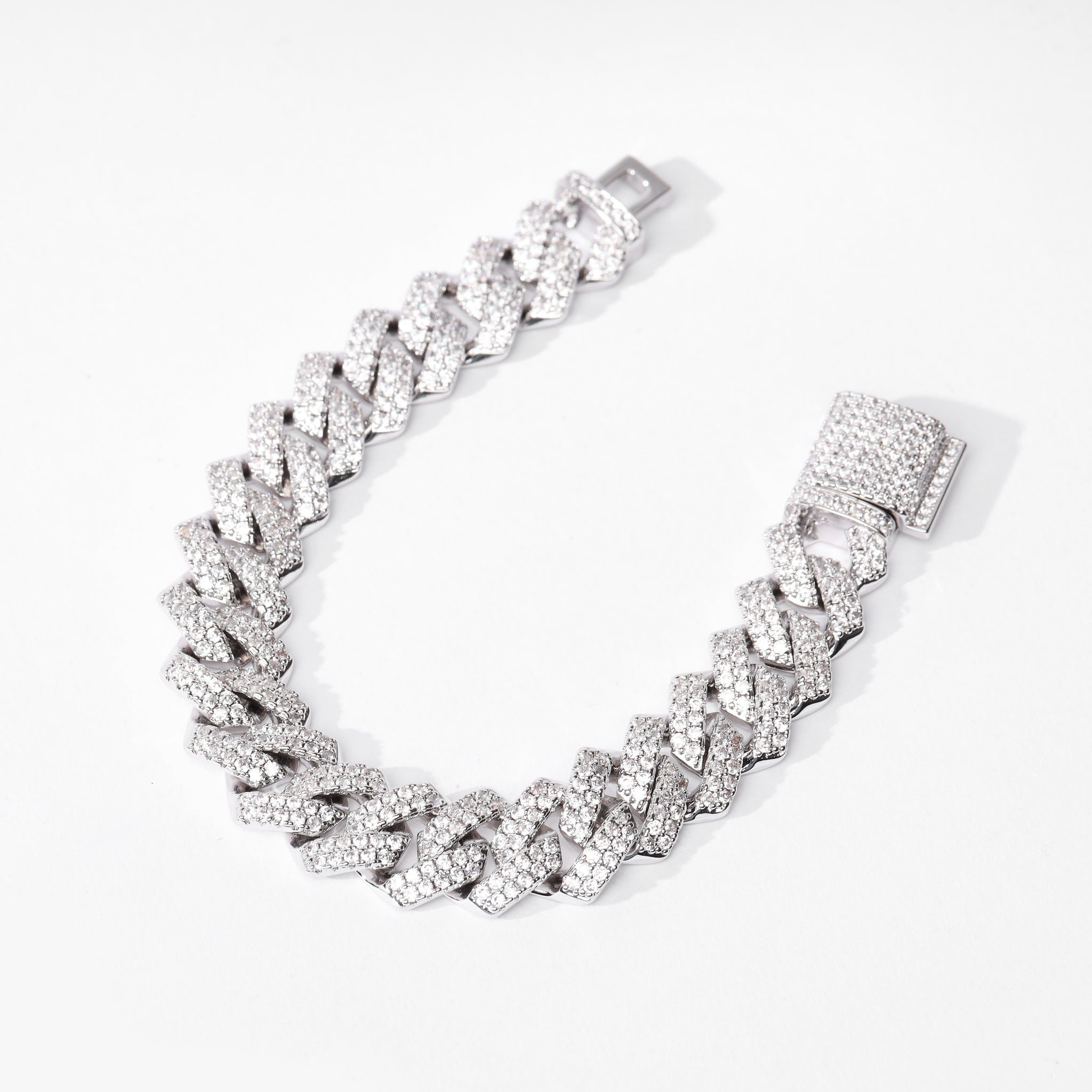 12mm Cuban Prong Bracelet (V2.0) - White Gold