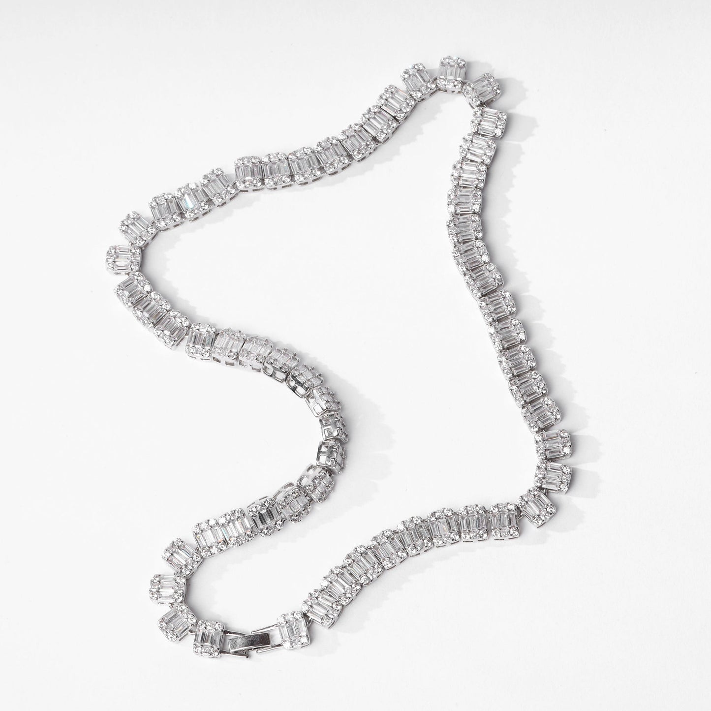 Square Baguette Tennis Chain (V2.0) - White Gold