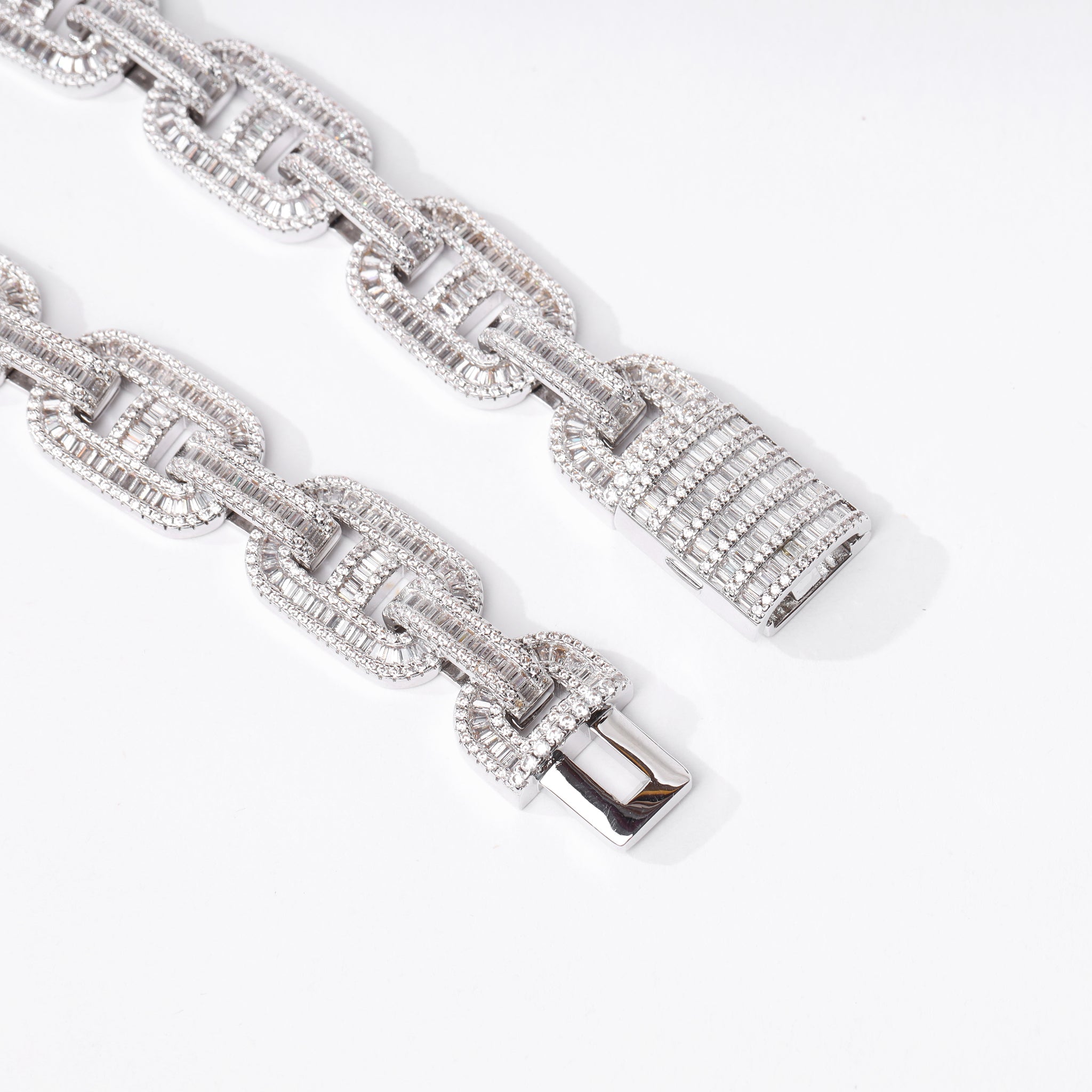 15mm Baguette Mariner Chain (V2.0) - White Gold