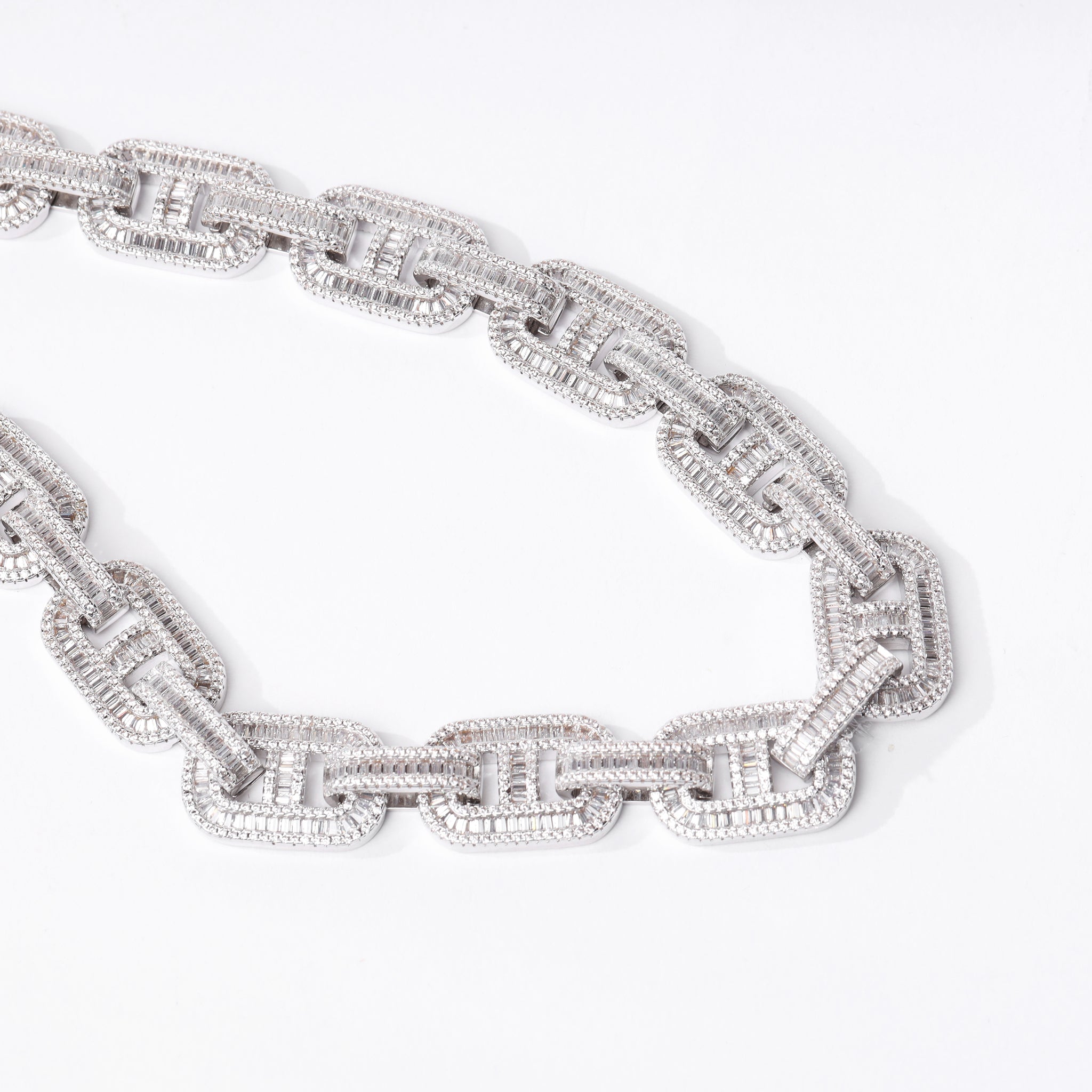 15mm Baguette Mariner Chain (V2.0) - White Gold