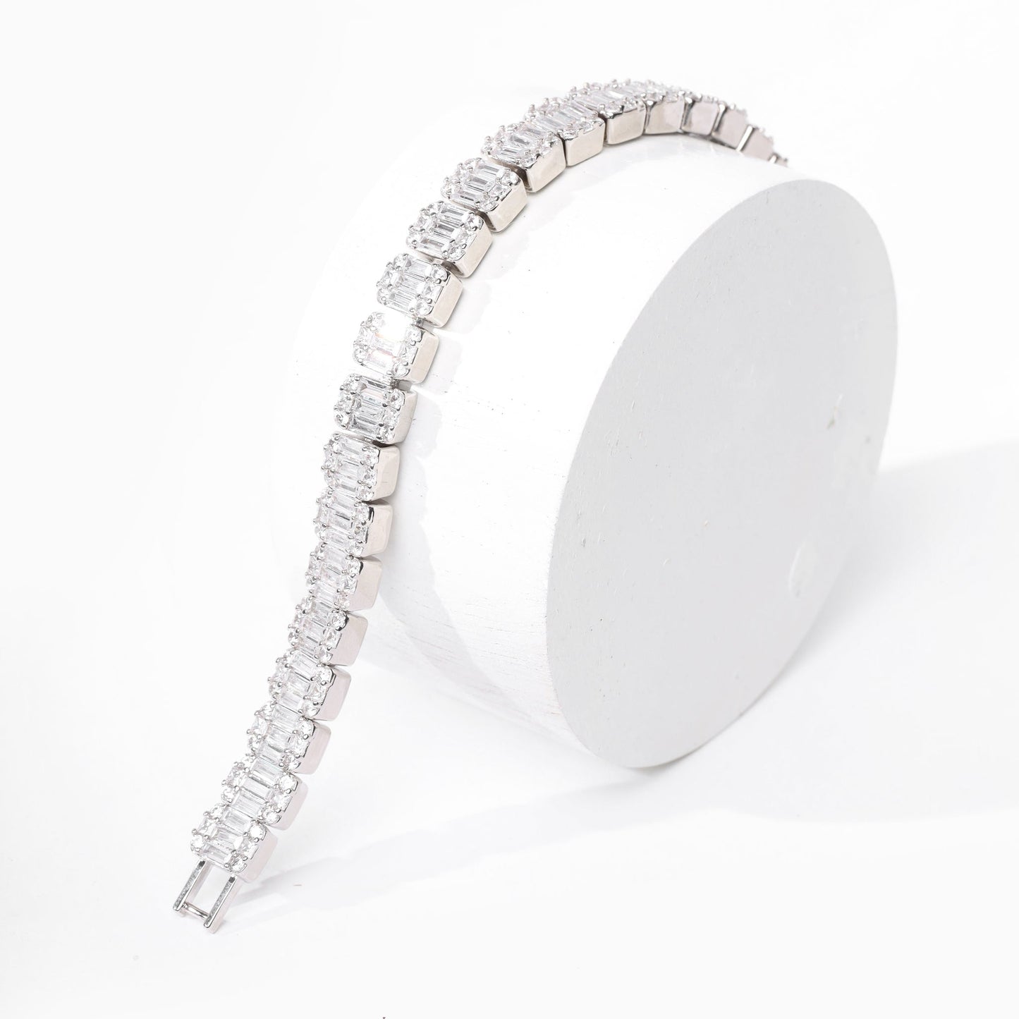 Square Baguette Bracelet (V2.0) - White Gold