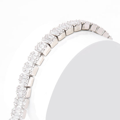 Square Baguette Bracelet (V2.0) - White Gold